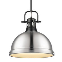  3604-L BLK-PW - Duncan Large Pendant with Rod